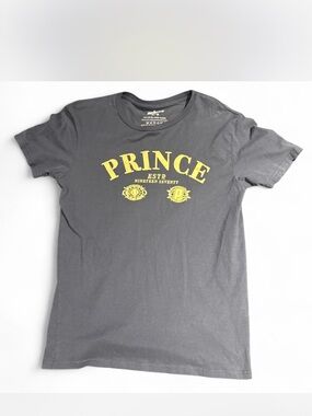 Prince Short Sleeve Tee in Charcoal with Yellow Logo